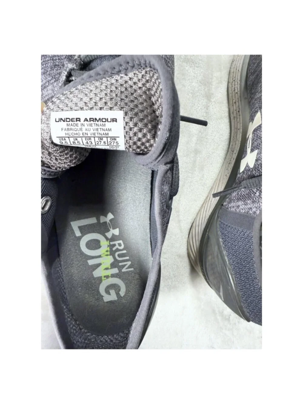 Under Armour Charged Bandit Gray Running Shoes Men's 9.5 Athleisure